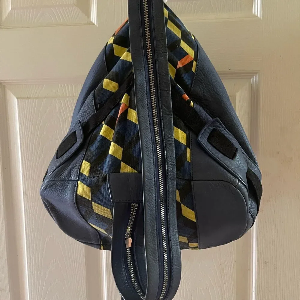 Schuyler & Sons Philadelphia leather Bleu & multi color backpack/Sling b…